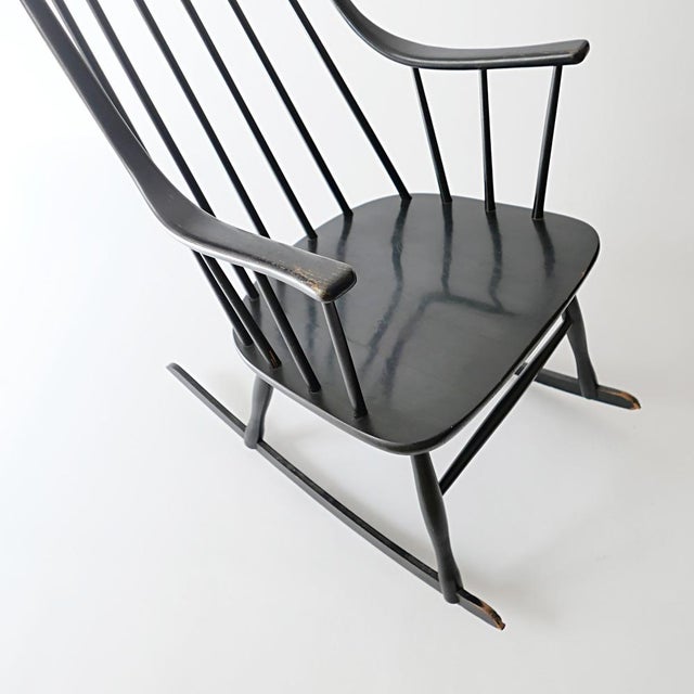 Black Vintage Scandinavian Rocking Chair by Lena Larsson for Nesto, 1960 For Sale - Image 8 of 15