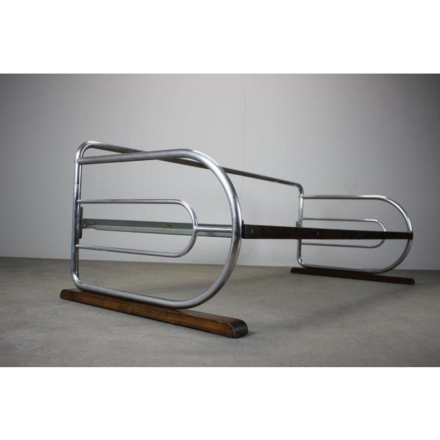 A rare Bauhaus three-seater sofa produced by Slezák in Czechoslovakia during the 1930s. The sofa features a chrome-plated...