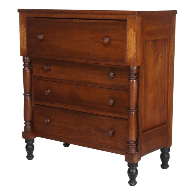 American Empire Cherry & Tiger Maple Gentlemen’s Chest C1840 For Sale