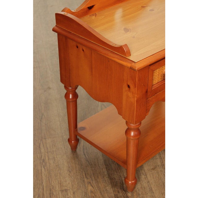 Stanley Furniture Pine and Wicker Side Table Nightstand For Sale - Image 9 of 18