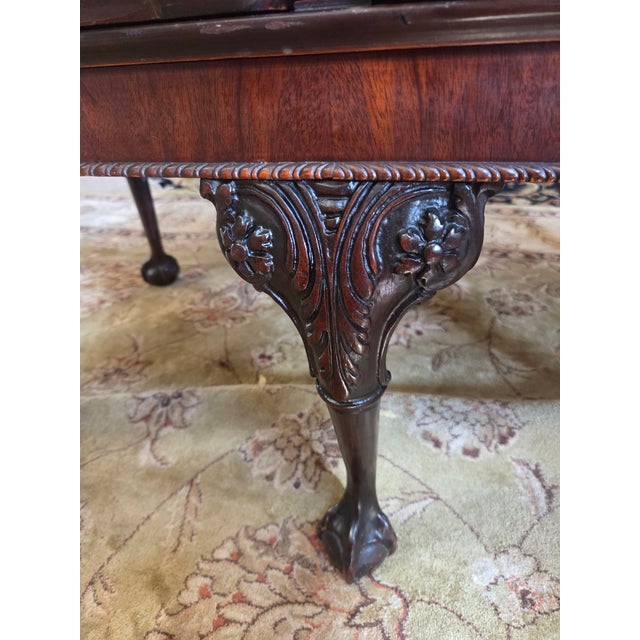 Mid 20th Century Chippendale Carved Mahogany Glass Top Coffee Table For Sale In Indianapolis - Image 6 of 16