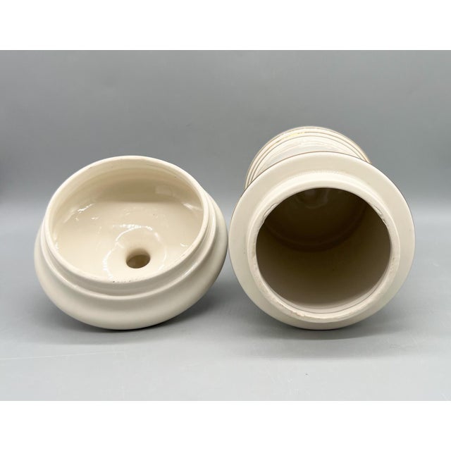 Vintage Blair Apothecary Jar Radix Palmae Christi With Lid – Ceramic Pharmacy Jar – Medical Caduceus – Neoclassical Pharmacy Decor For Sale - Image 10 of 14