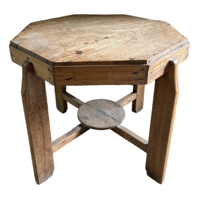 1960s Octagon Shaped Wooden Side Table, Belgium For Sale
