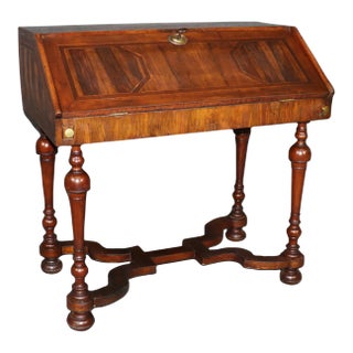 18th Century Italian Provincial Circassian Walnut Secretary Slant-Lid Desk For Sale