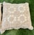 Traditional Vintage Pair Accent Pillows Crochet Lace and Rosette Overlay Cotton in Ivory Cream For Sale - Image 3 of 4
