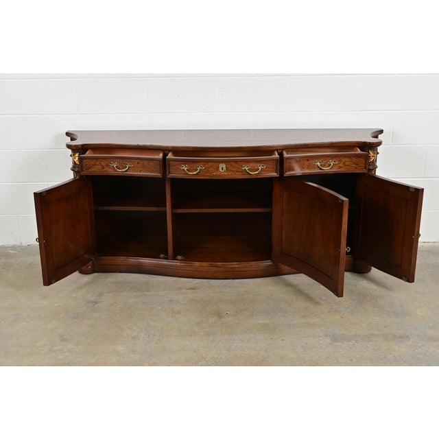 1980s Karges French Regency Louis XVI Carved Walnut and Parcel Gilt Sideboard or Bar Cabinet For Sale - Image 5 of 13