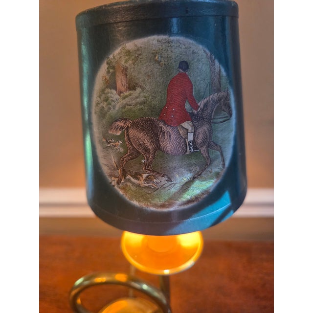 Late 20th Century Vintage Equestrian English Style Horse Hunting Brass Horn-Shaped Lamp For Sale - Image 5 of 11