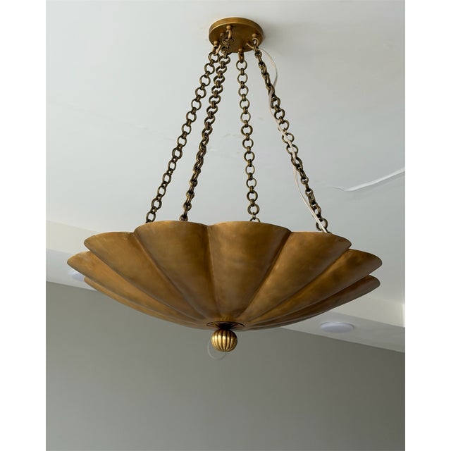 Handmade European Style Pure Brass Scalloped Pendant Light. For Sale - Image 9 of 10