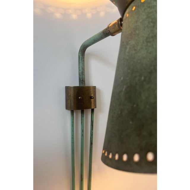 Vintage Adjustable Wall Lamp in Brass and Patinated Green, 1950 For Sale - Image 12 of 17