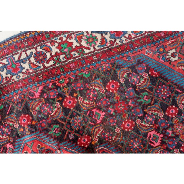 Navy Blue 1960s, Handmade Vintage Persian Malayer Rug 4.2' X 7.1' For Sale - Image 8 of 17