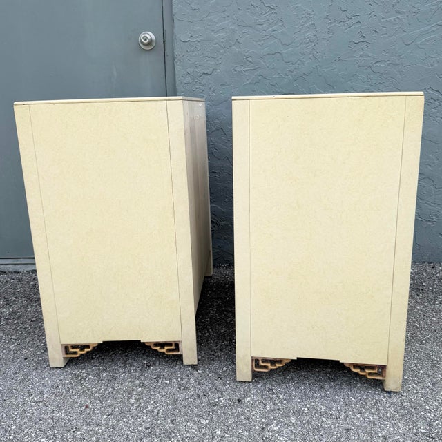 Vintage Chinoiserie Cream and Gold Server Cabinets - A Pair For Sale - Image 4 of 12