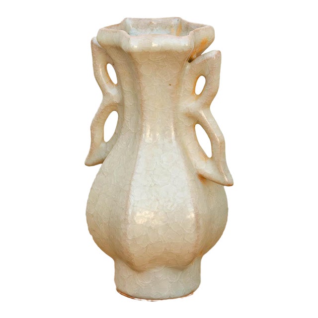 Butterfly Handle Celadon Craze Vase For Sale