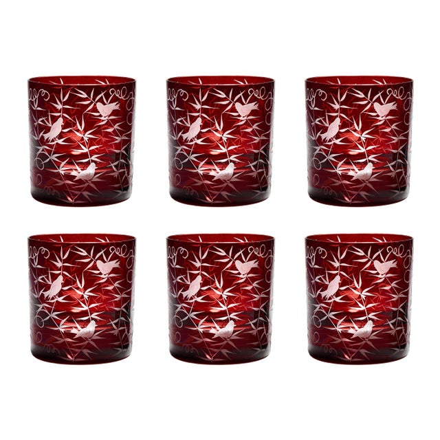 Contemporary ARTEL Finch Double Old Fashioned Glasses, Set of 6, Red For Sale - Image 3 of 4