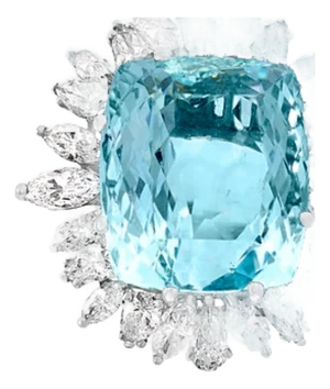 28 Carat Natural Aquamarine and Diamond Cocktail Ring 18 Karat Gold Adjustable