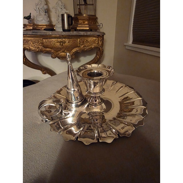 Antique Silverplate Chamberstick For Sale - Image 4 of 12