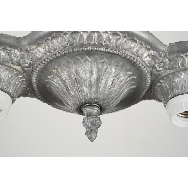 Antique Art Deco Exposed Bulb Flush Mount Fixture For Sale - Image 4 of 5