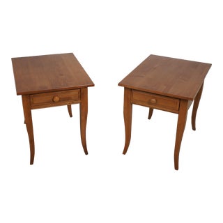 Pair Ethan Allen Maple 1 Drawer End Tables For Sale