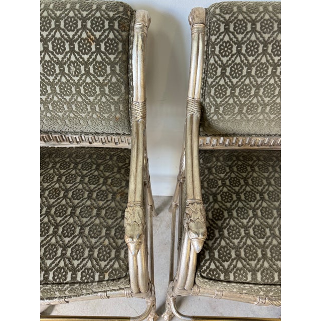 Vintage Classical - Style Rattan & Leather Bar Stools - Set of 3 For Sale - Image 10 of 12