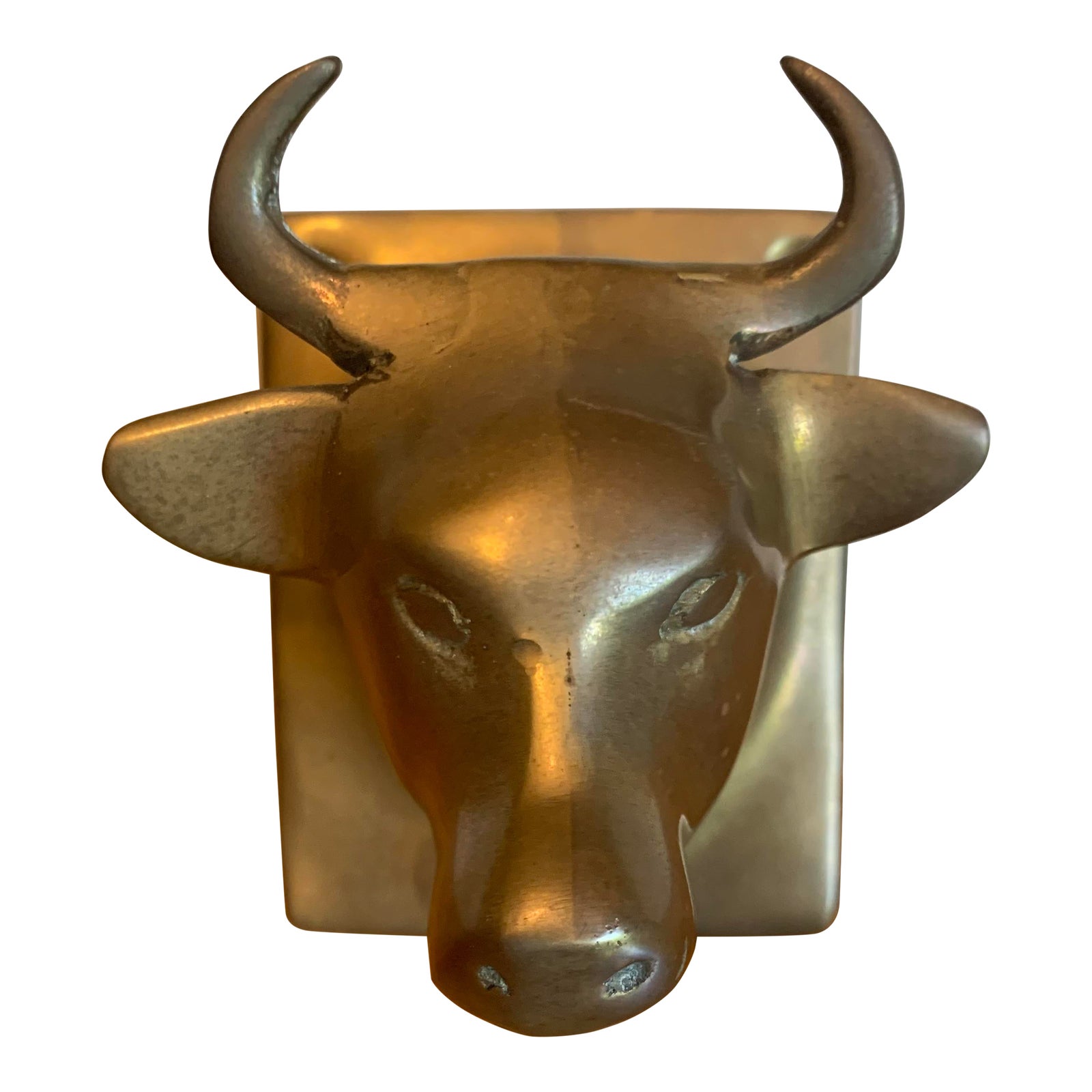 Vintage Brass Cow Head | Chairish