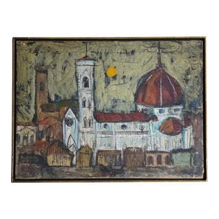 Late 19th–Early 20th Century European School View of Florence Oil Painting For Sale