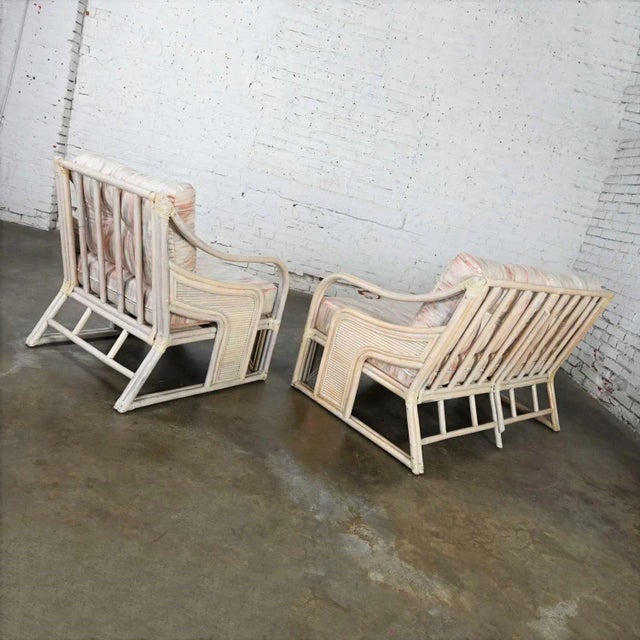 Cerused Reeded Rattan Love Seat & Lounge Chair Manner of Gabriella Crespi For Sale - Image 6 of 13