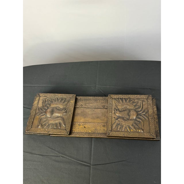 Antique Edwardian Brass & Wood Expandable Imperial Eagle Bookends Book Rack, Circa 1900 For Sale - Image 4 of 12