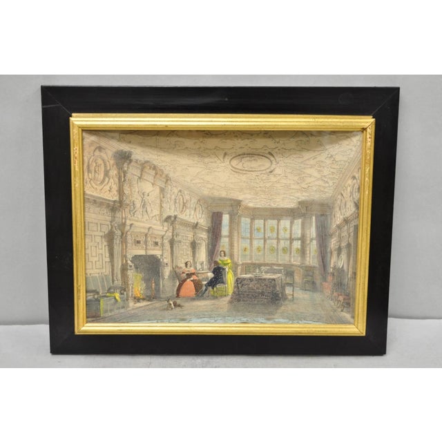 Traditional Antique Colored Lithograph 3d Frame Hall of Levens & Trophy Room Joseph Nash - Set of 2 For Sale - Image 3 of 18