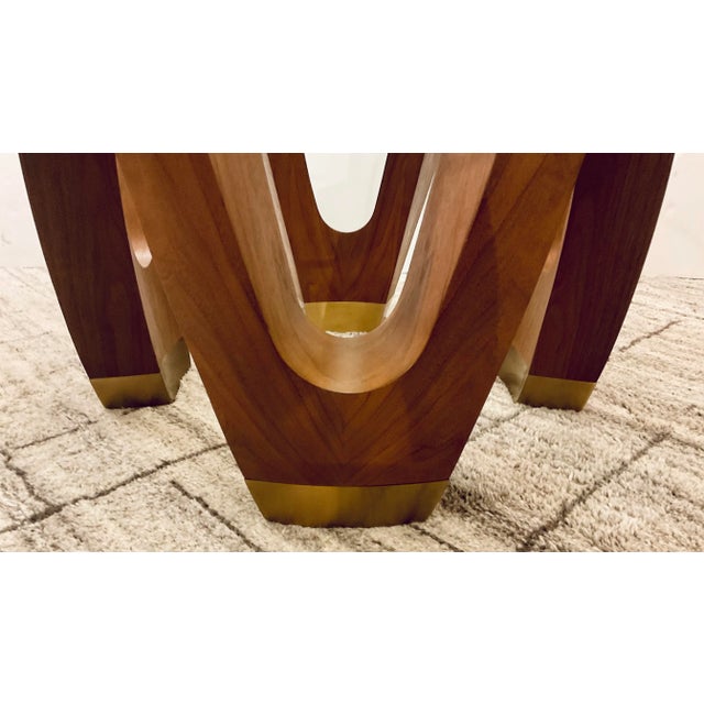 Worlds Away Global Views Mod Wood and Gold Wave Dining Table For Sale - Image 4 of 4