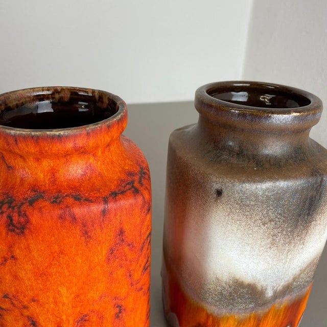 Fat Lava Orange Pottery Vases from Scheurich, Germany, 1970s, Set of 2 For Sale - Image 10 of 18
