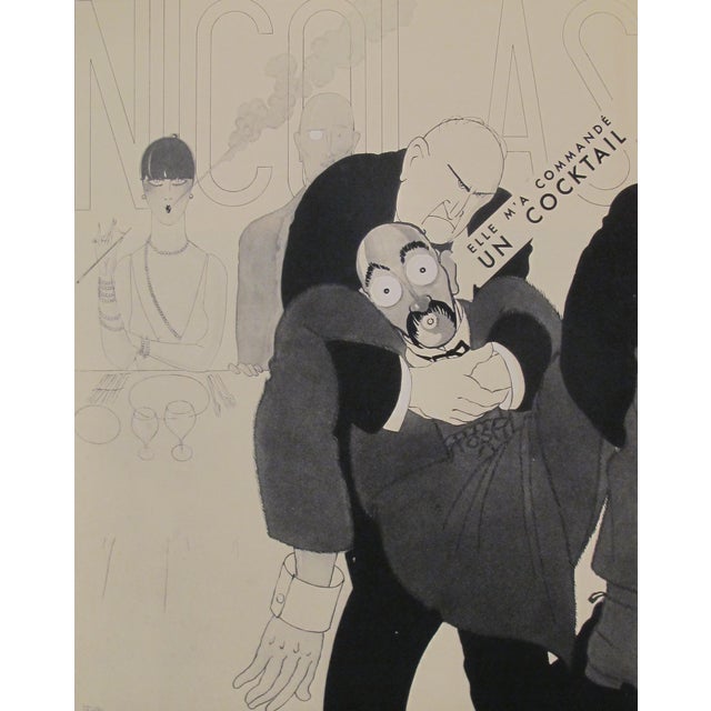 1930s Paul Iribe "Elle M'a Commandé Un Cocktail" Original French Art Deco Print For Sale