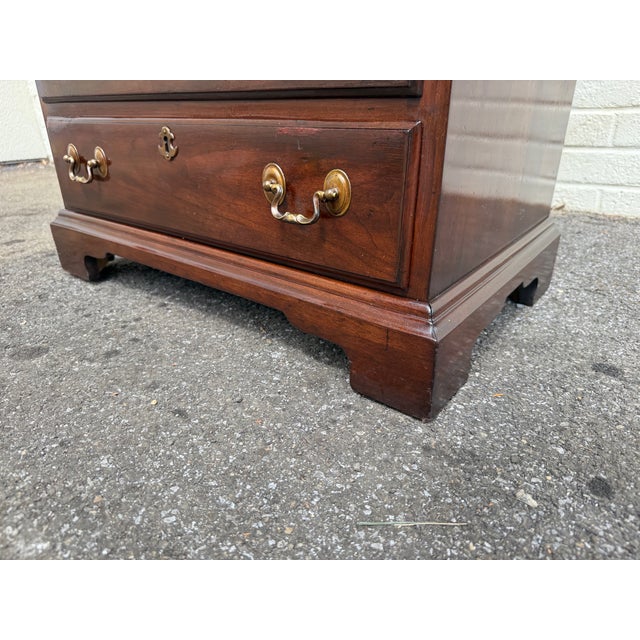 Pair of Vintage Henkel Harris Chippendale Style Black Cherry 4 Drawer Nightstands or Chests. For Sale - Image 17 of 18