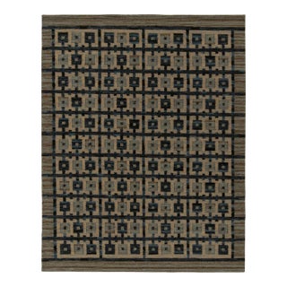 Rug & Kilim’s Scandinavian Rug in Blue and Beige-Brown Geometric Pattern For Sale