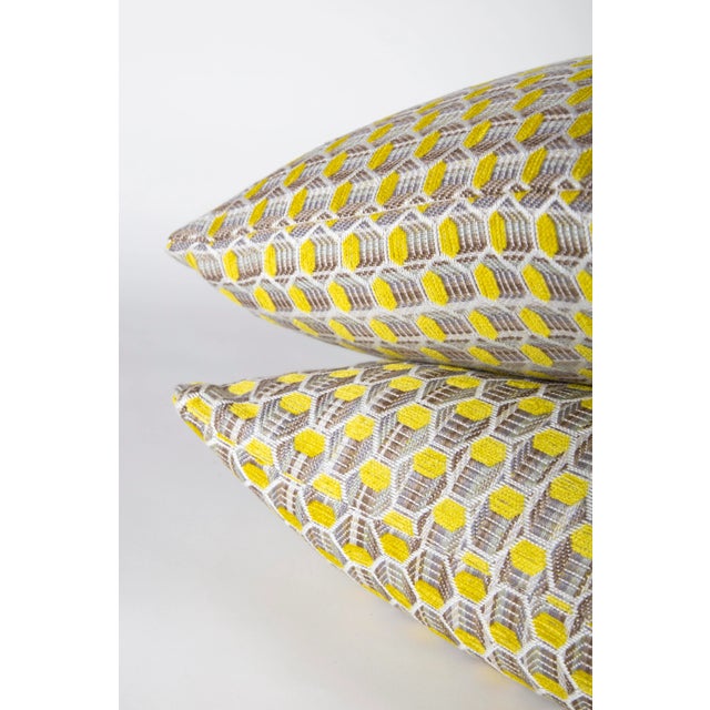 Mid-Century Modern 18" S. Harris Synapse in Canary Pillows, Pair For Sale - Image 3 of 5
