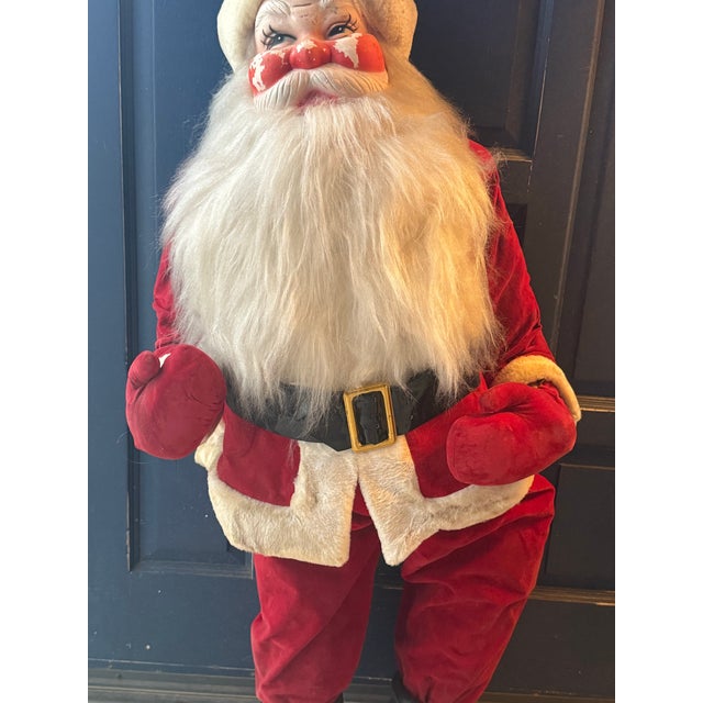 Coca Cola Bottling Co. Rare 4 Ft Coca-Cola Santa Claus Store Display – Velvet Suit – 1971 For Sale - Image 4 of 9