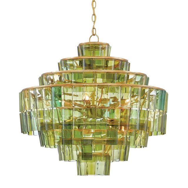 The distinctive green hues of the recycled wine bottles used to make the Sommelier Chandelier bring this fixture its...