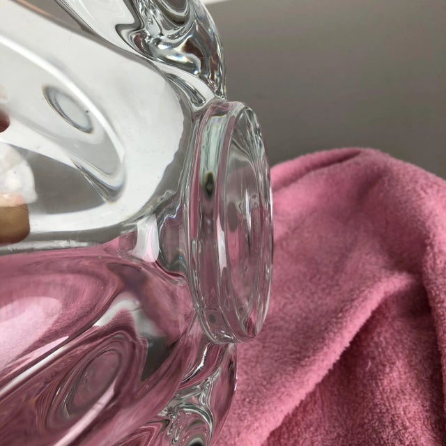 Large French Floral Crystal Glass Shell Bowl from Vannes Art, 1970s For Sale - Image 8 of 18