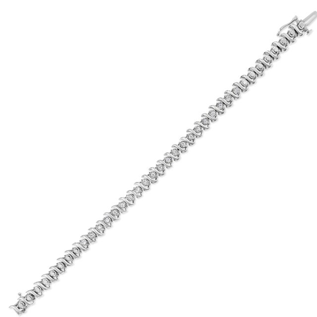 Haus of Brilliance .925 Sterling Silver 1/2 Cttw Diamond Miracle Set "S" Link Tennis Bracelet - - Size 7.50 For Sale - Image 4 of 6