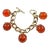 Gilded Aluminum and Orangeade Prystal Bakelite Beads Charm Bracelet For Sale