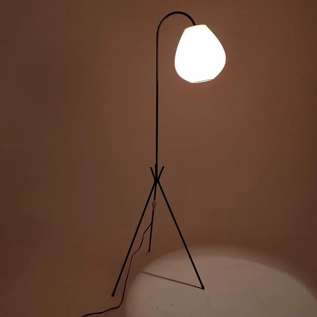 Black French Floor Lamp by Jean Rispal for Rispal, 1955 For Sale - Image 8 of 11