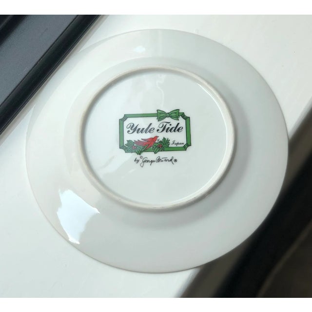 White Georges Briard Vintage Christmas Cups, Saucers, and Dessert Plates in "Yule Tide" Pattern-12 Pieces For Sale - Image 8 of 10