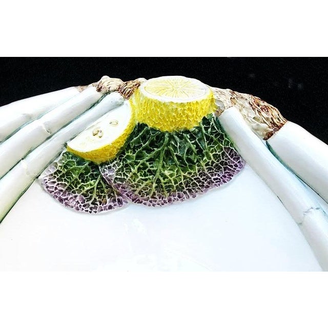 Ceramic Pair Large 20th Century Trompe l'Oeil Italian Serving Platters/Bowls - Leeks Cabbage & Lemons For Sale - Image 7 of 8