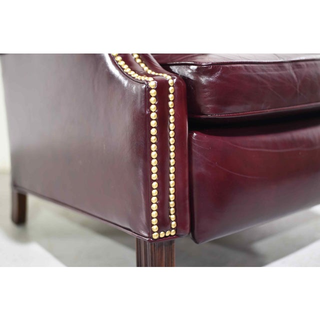 Animal Skin Vintage Traditional Oxblood Leather Wingback Reclining Library Chair by Bradington Young For Sale - Image 7 of 15