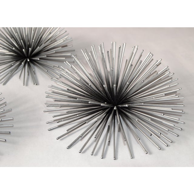Set of 3 Vintage Curtis Jeré Style Silver Finish Starburst Sputnik Pom Pom Sea Urchin Wall Sculptures For Sale - Image 10 of 13
