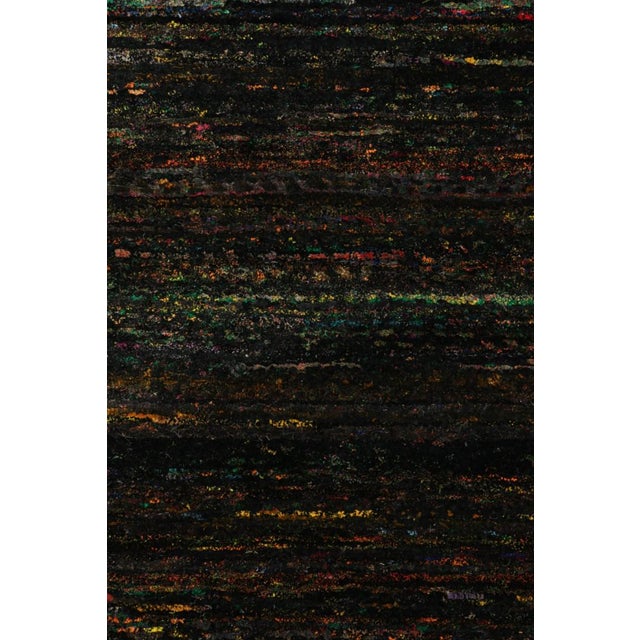 Rug & Kilim’s Oversized Textural Rug in Black With Bold Polychromatic Striae For Sale In New York - Image 6 of 8