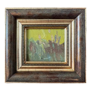 1953 Oil Abstract Miniature Landscape, Framed For Sale