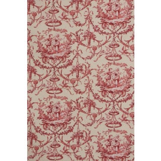 Double Width Fragonard Toile Red on Cream Fabric For Sale