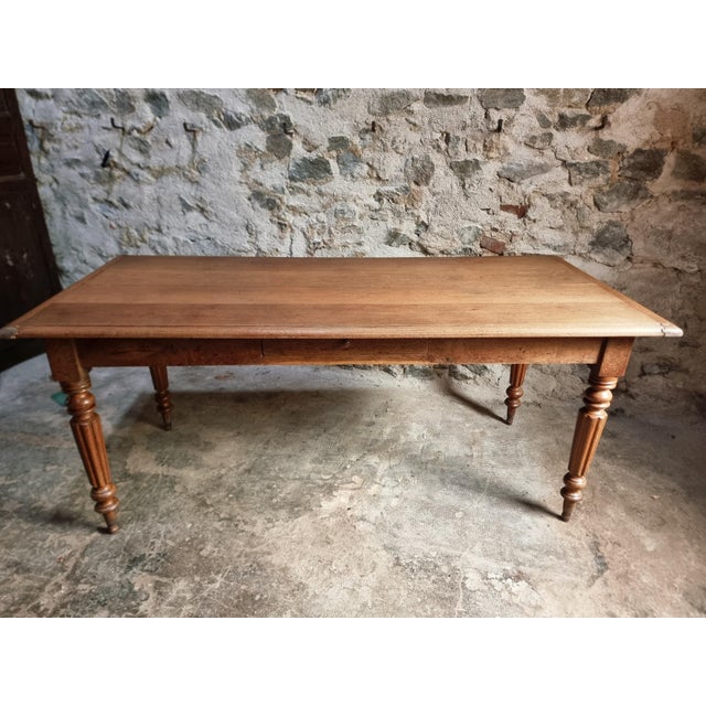 Antique Oak Dining Table with Drawer, France, Early 20th Century For Sale - Image 11 of 18