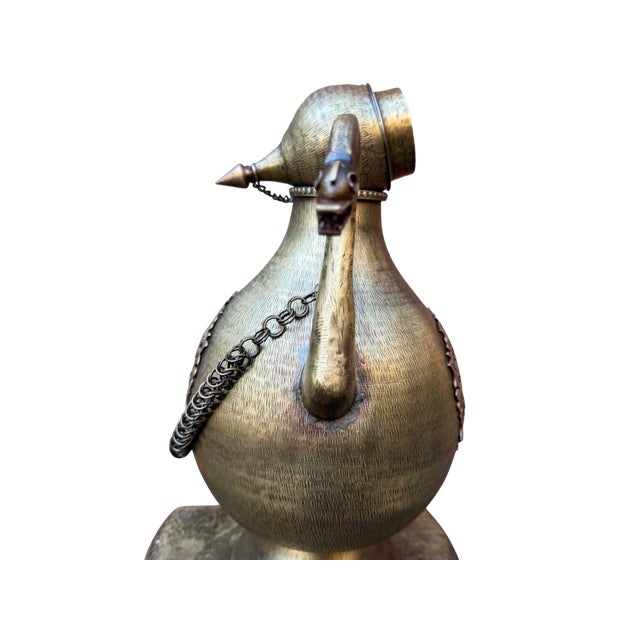 Brass Dual Dragon Handle Brass Ewer For Sale - Image 8 of 13