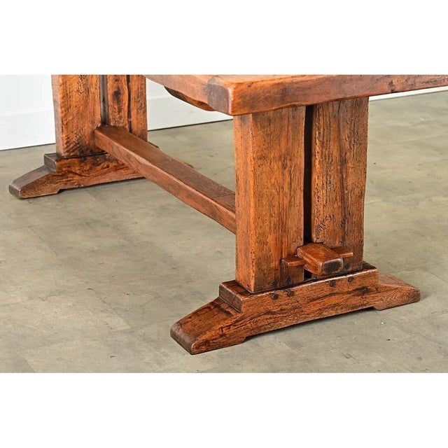 French 19th Century Solid Oak Trestle Table For Sale - Image 12 of 12