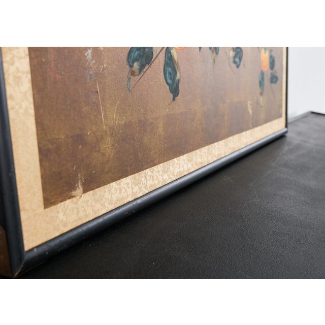 Japanese Japanese Showa Painted Panel Screen Persimmon Branch For Sale - Image 3 of 17